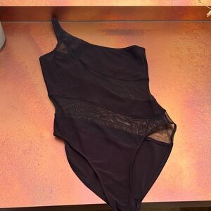 Norma Kamali Black Sheer Panel One Piece Bathing Suit